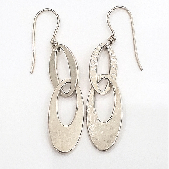 James Avery Sterling Hammered Oval Link Earrings - Picture 1 of 6